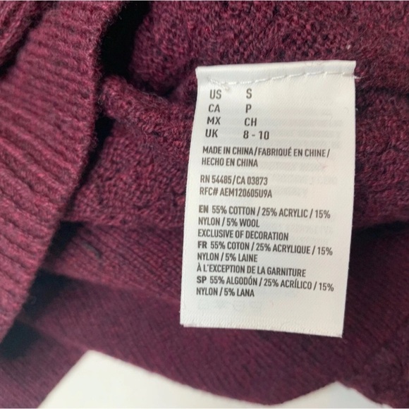 American Eagle Sweater Waffle Knit Small Crewneck Pullover Maroon NEW. 153 - Picture 3 of 3